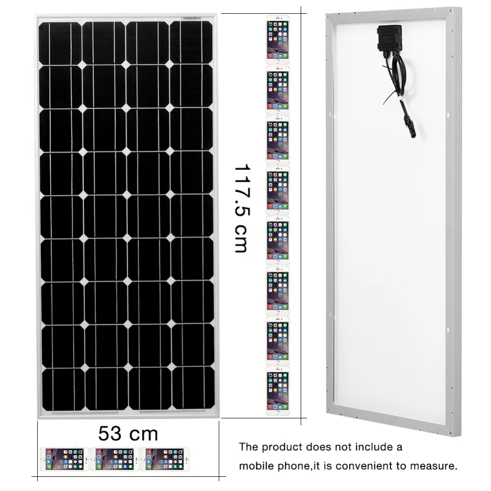 DOKIO 100W 18V Solar panel Waterproof Glass solar Panels 200W 300W 400W Monocrystalline solar board  for home/RV Charge 12V