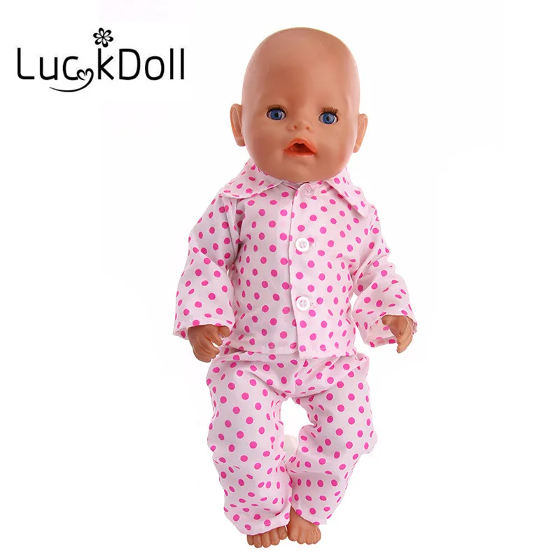 Luckdoll3 цвета кукольная пижама в горошек подходит для 18 дюймов американский и 43 см