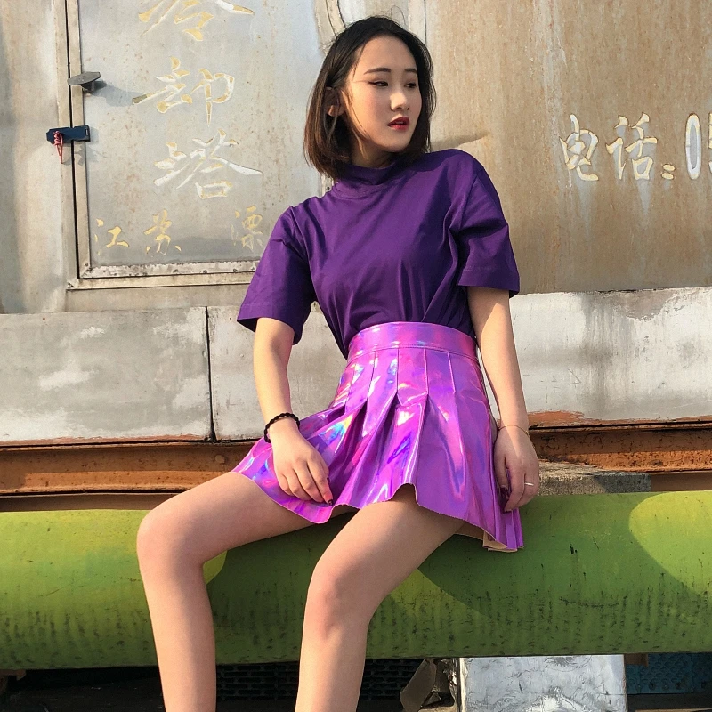 Женская плиссированная юбка OCEANLOVE Harajuku Однотонная на молнии с высокой талией