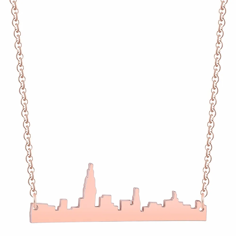 QIMING Gold Minimalist Necklace Women Female USA American New York City Simple Pendant Best Gift Dropshipping | Украшения и
