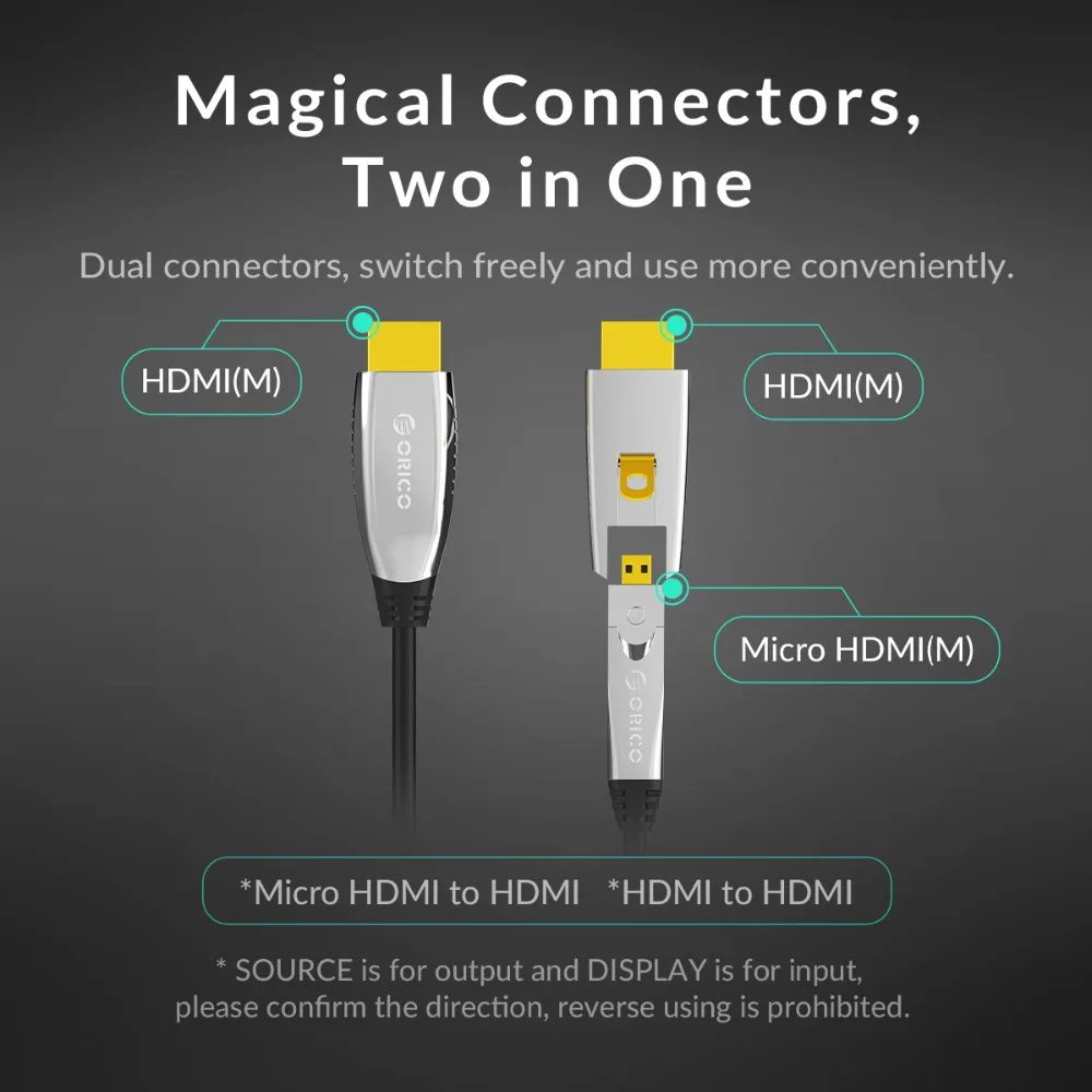 ORICO 2 в 1 переключатель свободно HDMI2.0 кабель HDMI к HDMI/Micro HDMI кабель 4 к 60 Гц 18 Гбит/с для ТВ ПК проектор ноутбук компьютер