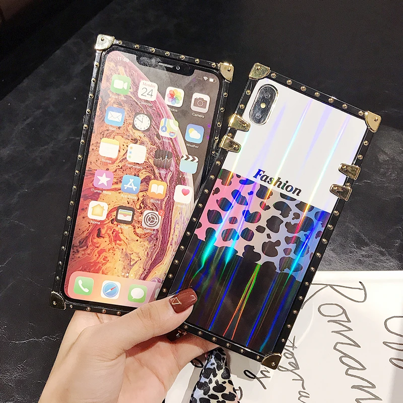 Роскошный милый квадратный силиконовый чехол для iphone X XR XS MAX 6S 7 8 plus samsung S8 S9 S10