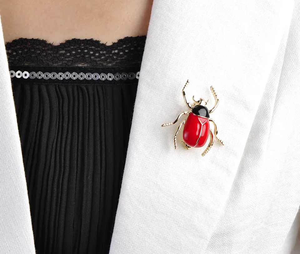 Bulk Sale Vivid Black Beetle Insect Brooches For Women Kids Gift Five Color Enamel Esmalte Animal Brooch Suit Collar Pins Up | Украшения и
