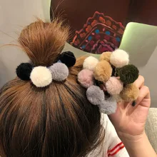 Ruoshui Woman Pompom Hair Ties Girls Elastic Hair Band Rubber Band Hair Accessories Gum Rope Cute Scrunchies Ponytail Holder (3)