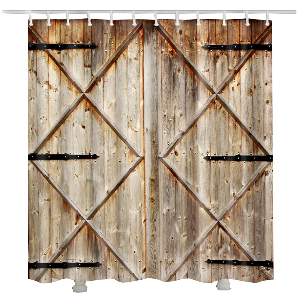 Водонепроницаемые занавески для ванной деревянная дверь с принтом Новое