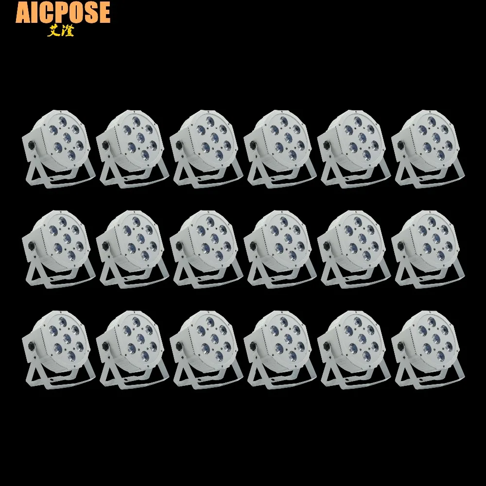18pcs/lots 7*12w Ultra Bright Slim Flat White Led Par Light 7x12W Smooth RGBW Color Mixing DMX 4/8 Channels Stage Wash | Освещение
