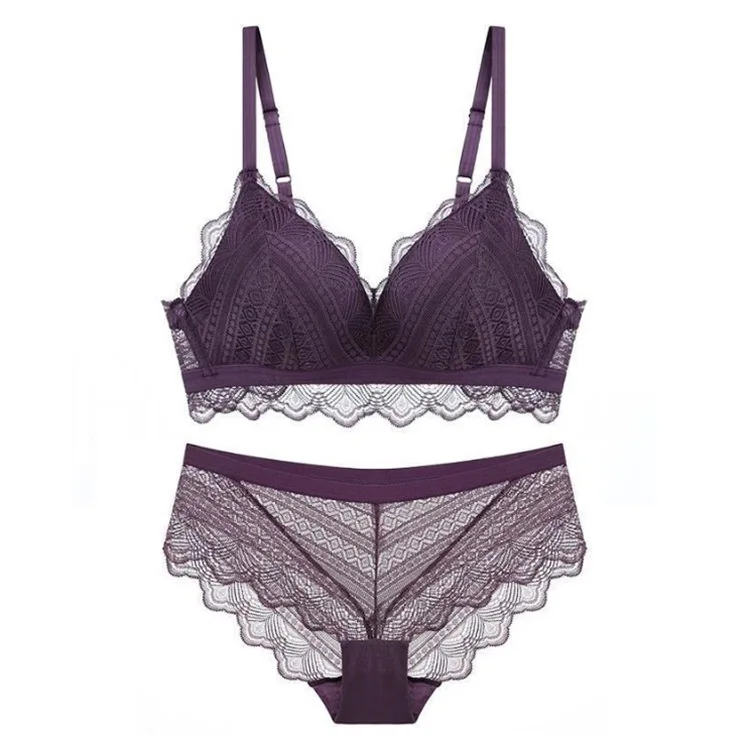 purple SP& CITY Европейский комплект кружевных бюстгальтеров, Женский бесшовный бюстгальтер без косточек, сексуальный мягкий бюстгальтер, летний прозрачный комплект нижнего белья, нижнее белье - Цвет: purple