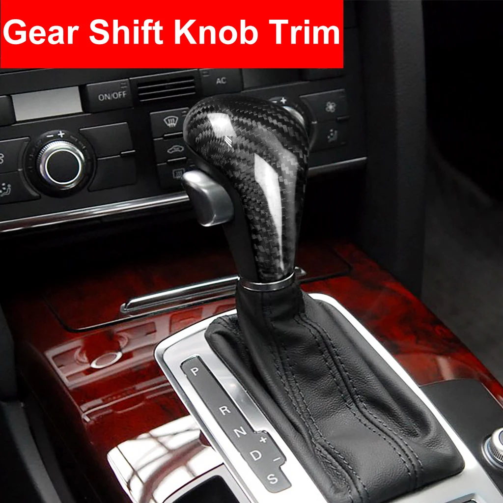 

Car Styling Real Carbon Fiber Gear Shift Knob Cover Trim Sticker Shifter For Audi A6L Q5 A5 A4L A7 2006-2012 Interior Decoration