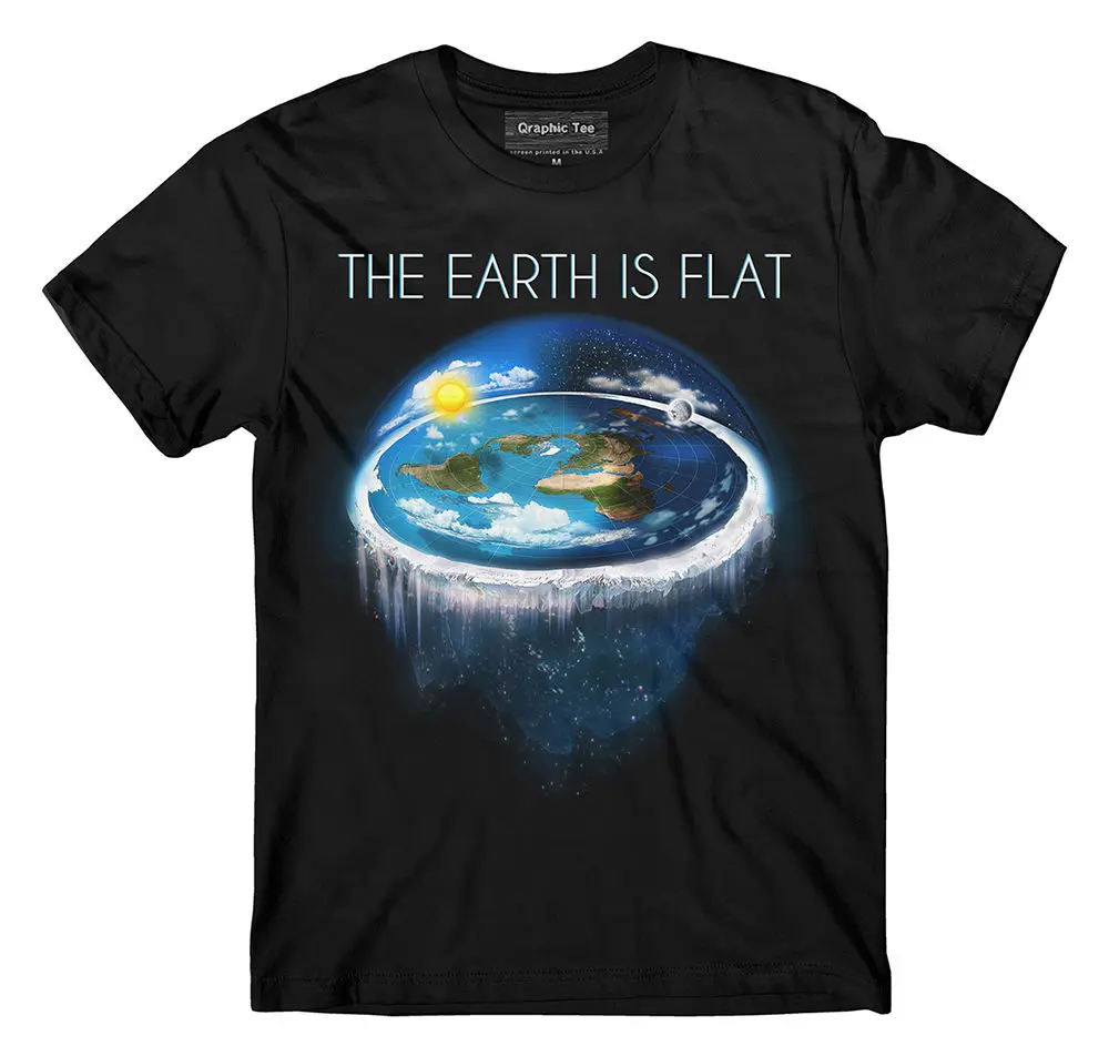 Hot Sale Fashion Flat Earth Tshirt,Earth Is Flat,Firmament, Sheol Conspiracy, New World FE1 Print Casual T-Shirt Men Brand