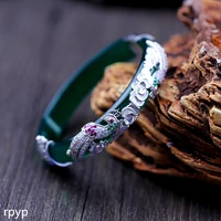 kjjeaxcmy fine jewelry s925 sterling silver jewelry accessories wholesale folk breeze lady peacock live green agate bracelet