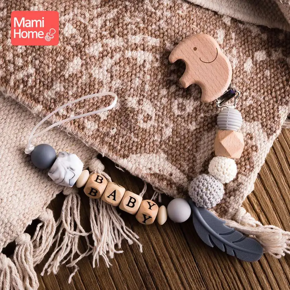 Elephant Mamihome 1 шт., цепочка для соски, деревянная корона в виде животного, деревянные бусины, уход за зубами, детские игрушки для укусов, деревянные Прорезыватели для зубов - Цвет: Elephant
