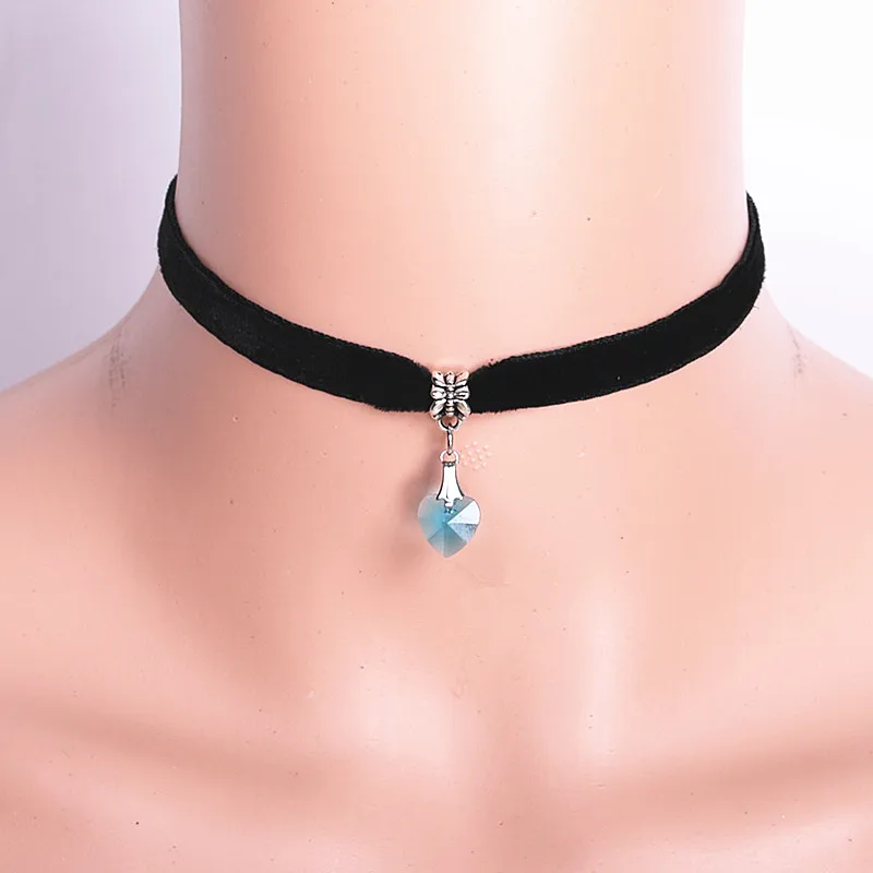 3 шт Готический бархат сердце кристалл чокер ожерелье с подвеской ручной работы
