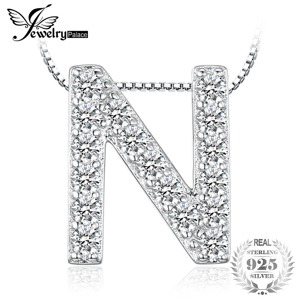 Jewelrypalace букву &quotn&quot Начальная 0.44ct кубического циркония кулон Цепочки и ожерелья