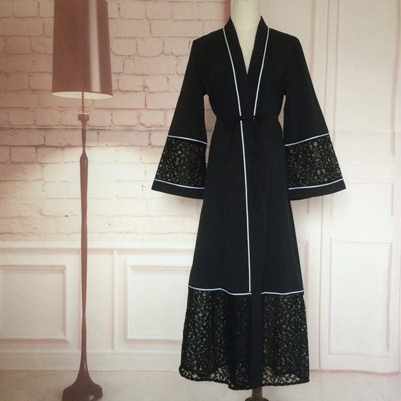Buytiz Повседневное Черные Сетчатые мусульманское abaya Макси длинное платье Роба