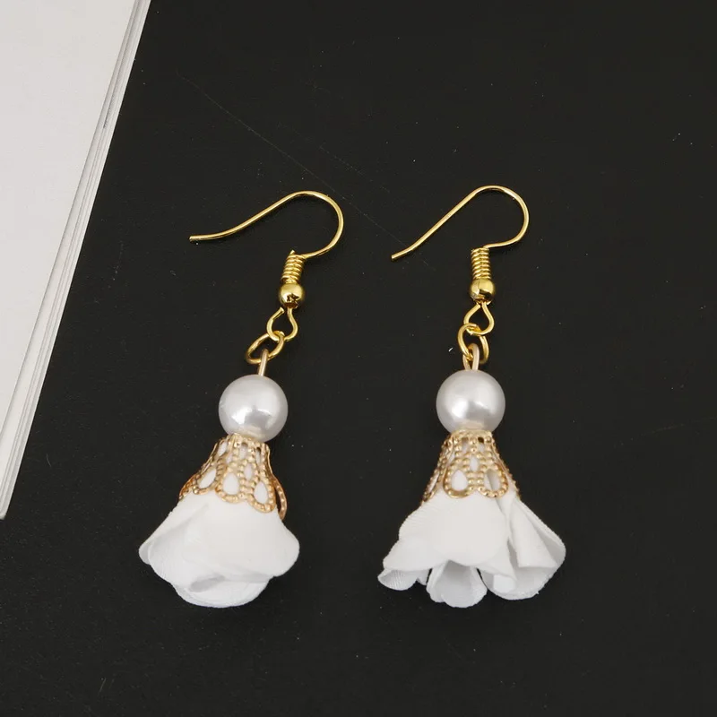 2018 New Fashion 30mm Fabric Tassels Imitation Pearl Flower Tassel Charms Pendant for DIY Earring Necklace Jewelry Making | Украшения и