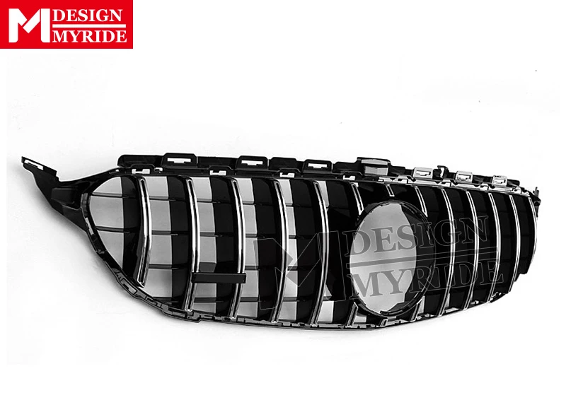W205 GTS Style ABS Silver Front Grilles For C-Class C180 C200 C250 Sport without Camera Hole Bumper Grille 2015-in | Автомобили и