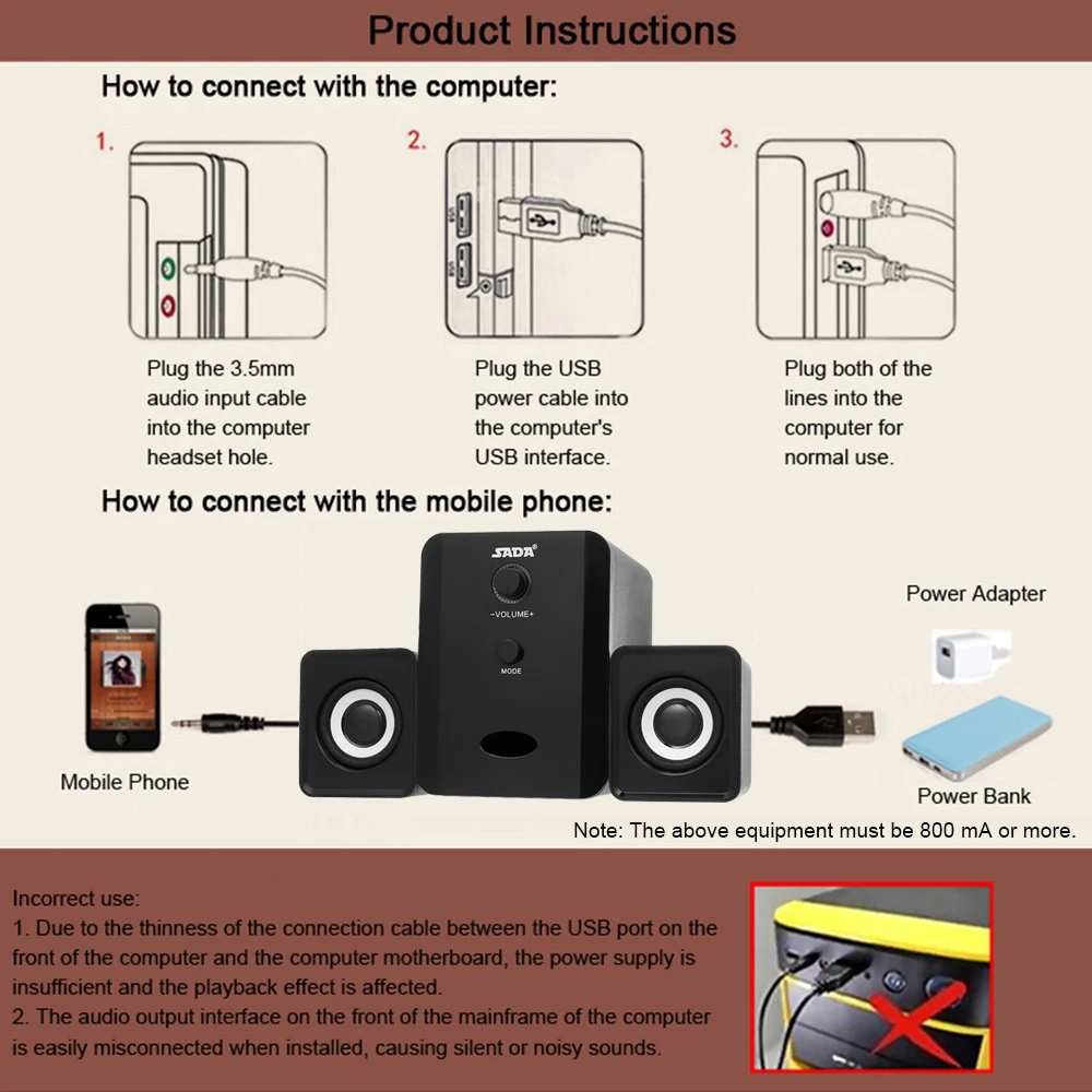 Проводной USB динамик s Bluetooth колонка с подключением к ПК комбинированная