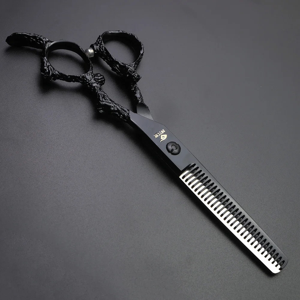 Black 6 inch Japan 440C hair scissors dragon type handle barber sharp cutting and thinning set | Красота и здоровье