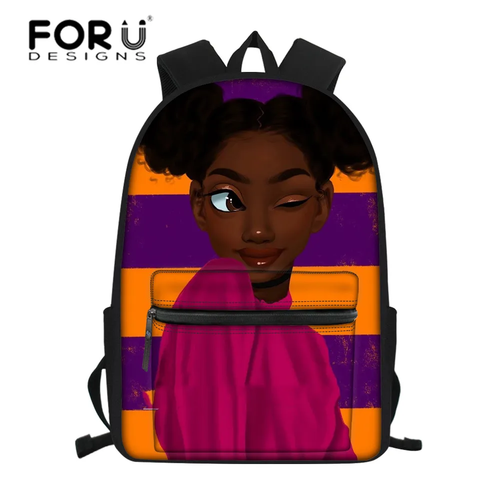 

Сумка на плечо FORUDESIGNS для подростков, школьный ранец для младших классов, детская черная школьная сумка для девочек в Африканском и американ...