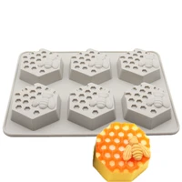 new creative 6 holes honey bee honeycomb silicone soap mold diy handmade 3d cake mould easy to demolding soap making craft