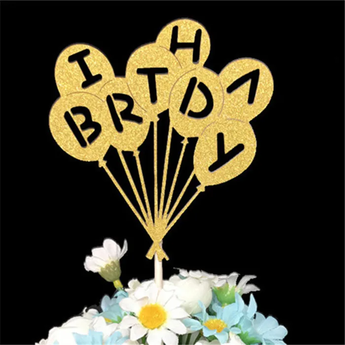 H12 Cake Topper Топпер для торта «С Днем Рождения» вечерние украшения торта украшения инструменты детский душ День Рождения украшения взрослый золотой торт топперы - Цвет: H12 Cake Topper