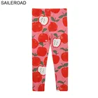 Леггинсы для девочек с принтом яблока, из хлопка