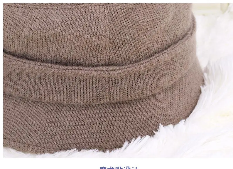 BINGYUANHAOXUAN,, Рыбацкая шапка, женская, Осень-зима, шапка с бантом, шерсть, кроличий мех, смешанные Вязанные шерстяные шапки, теплые береты, шапка бини