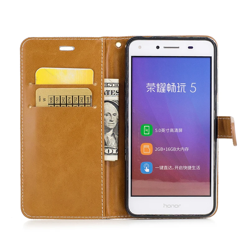 Fundas Ретро флип чехол для Huawei Y5 II Бизнес Крест Текстура PU кожаный y5ii 5.0&quot телефона