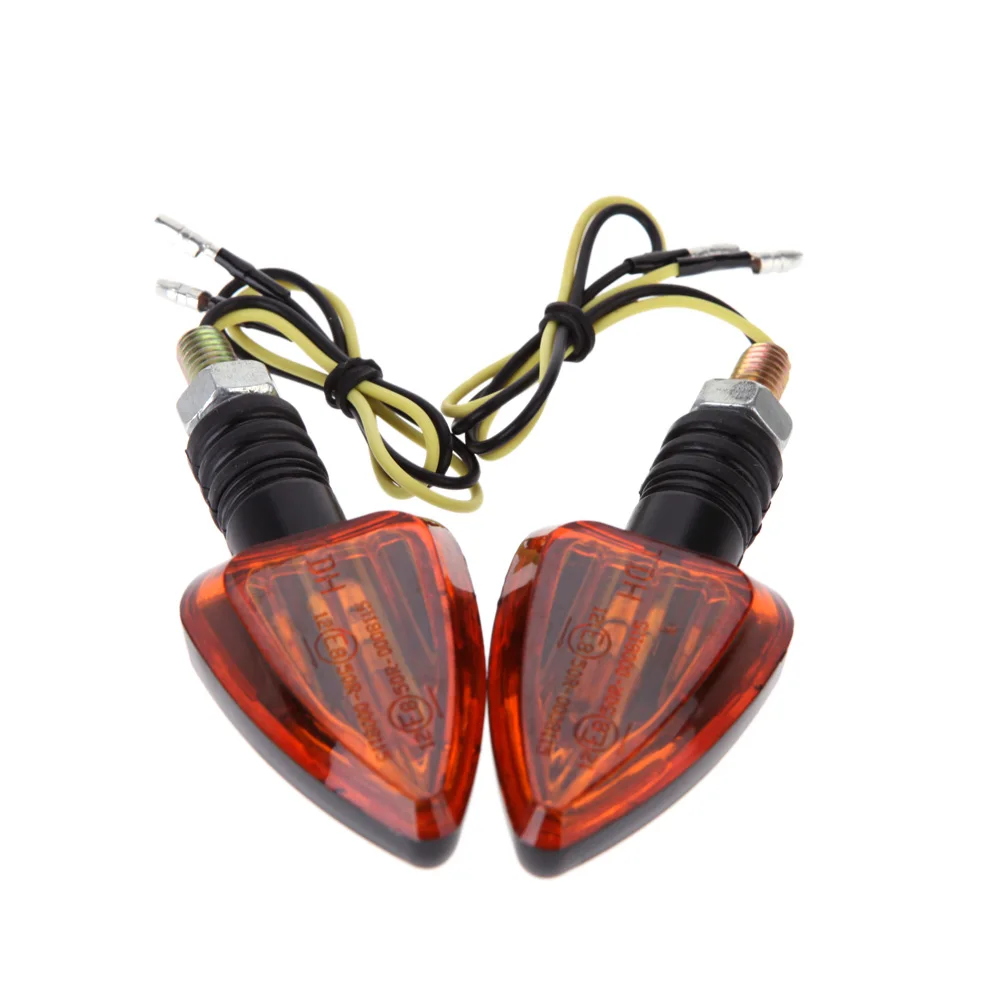 2pcs 12v Mini Motorcycle Motorbike Turn Signal Indicators Arrow Carbon Amber Light |