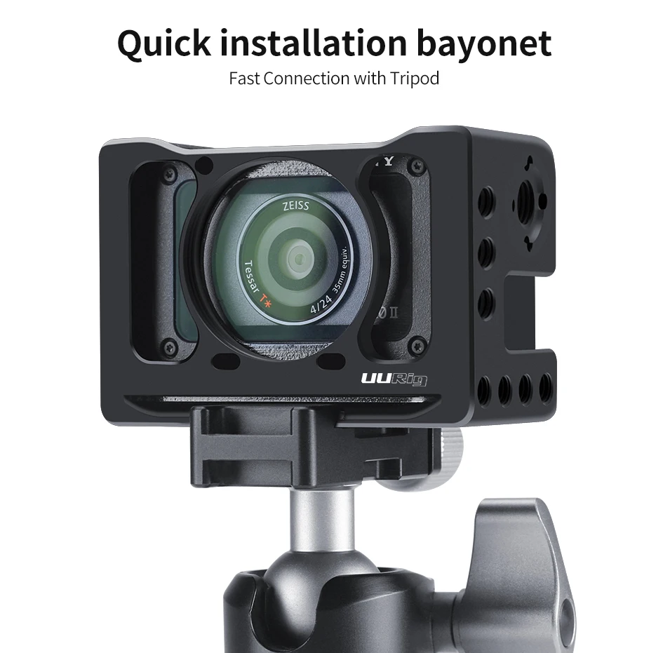 UURig металлический чехол для видеокамеры sony RX0 II, VLOG селфи рукоятка с холодным башмаком для микрофона светильник DSLR камера клетка 1/4