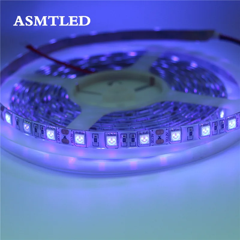 УФ светодиодный полосы света 5050 SMD 60 светодиодный s/m 395-405nm ультрафиолетовым излучением светодиодный Диодная лента фиолетовый гибкие светодиодные ленты лампы для DJ флуоресценции
