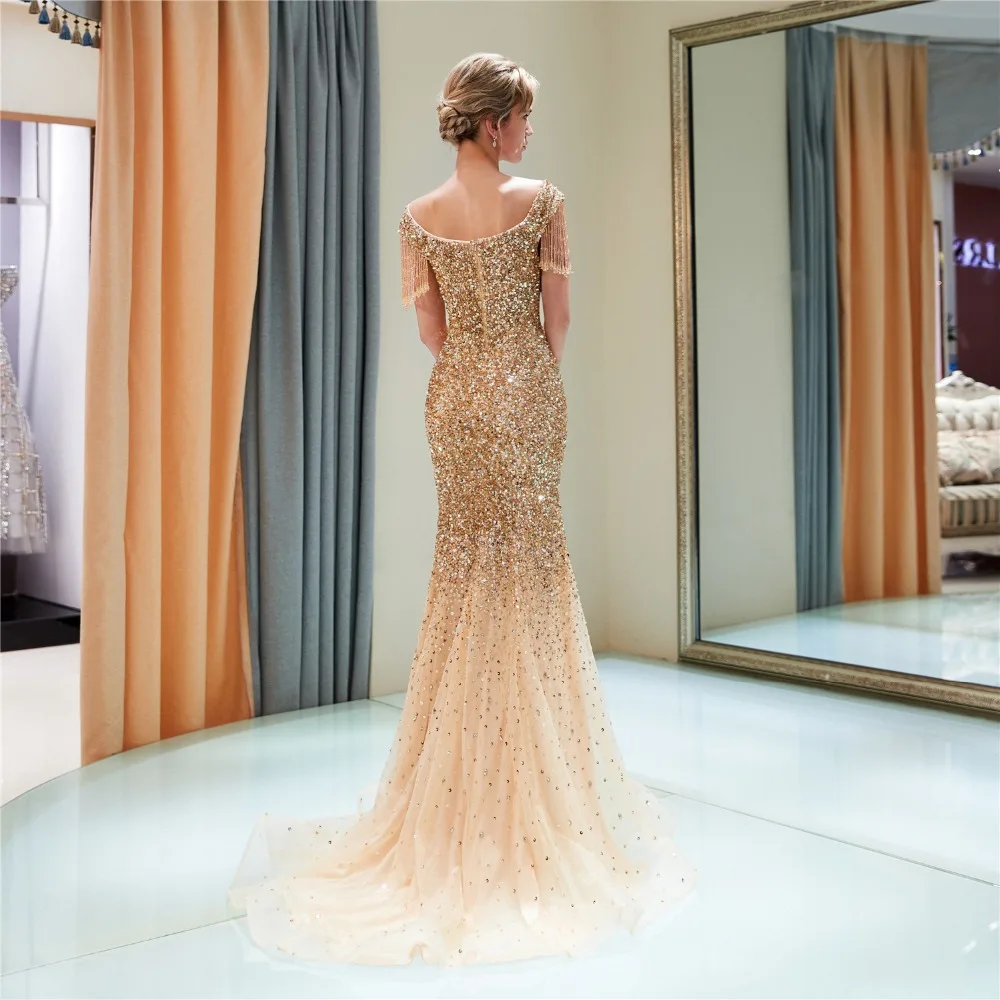 Платья для выпускного вечера Forevergracedress с открытыми плечами золотистого цвета