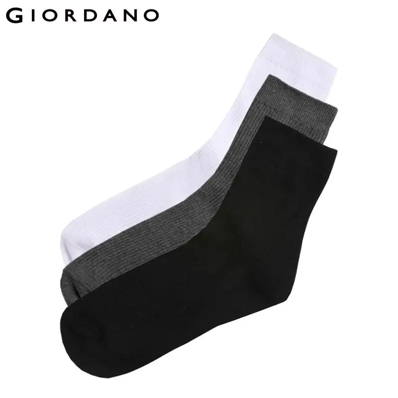 Giordano-Calcetines básicos de algodón para Hombre, medias suaves, transpirables, de Marca, 3 pares