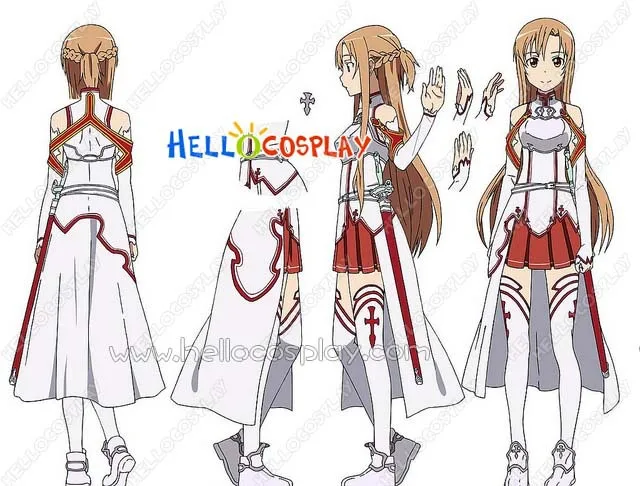 Sword Art Online Cosplay Asuna Yuuki White Uniform Dress Costume H008 |