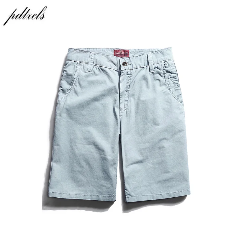 

PDTXCLS 2018 100% Cotton New Summer Casual Shorts Men Solid Slim Man Beach Shorts Homens Colors