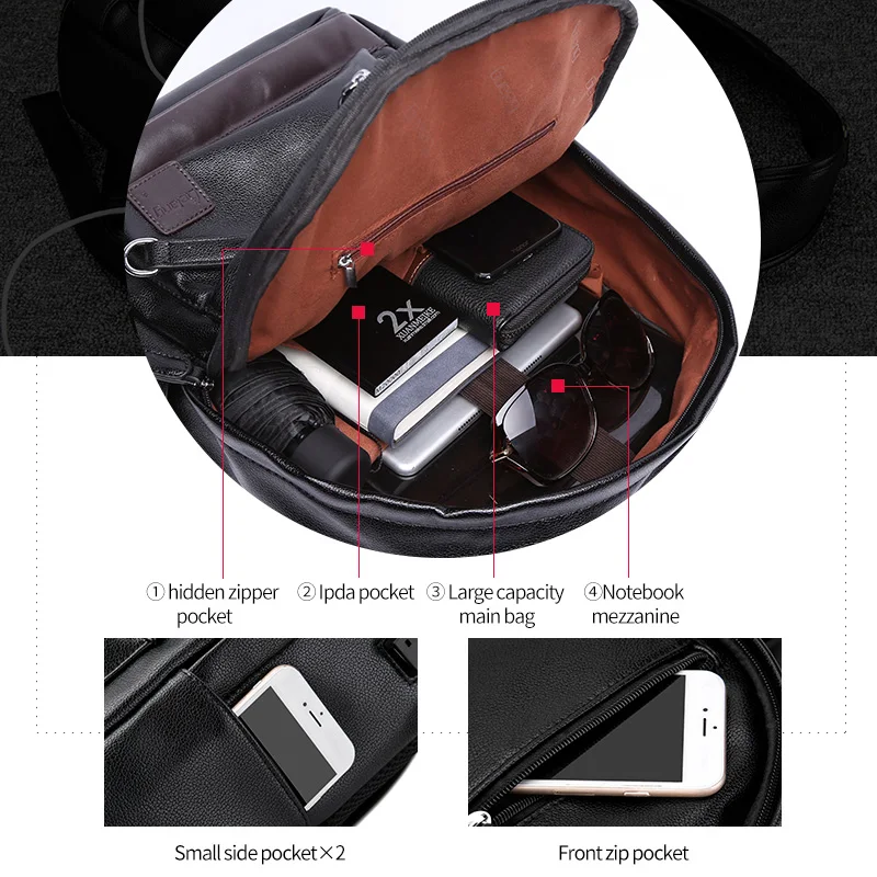 LIELANG новый кожаный рюкзак для мужчин ноутбука Рюкзаки Внешний Usb зарядка Рюкзак с