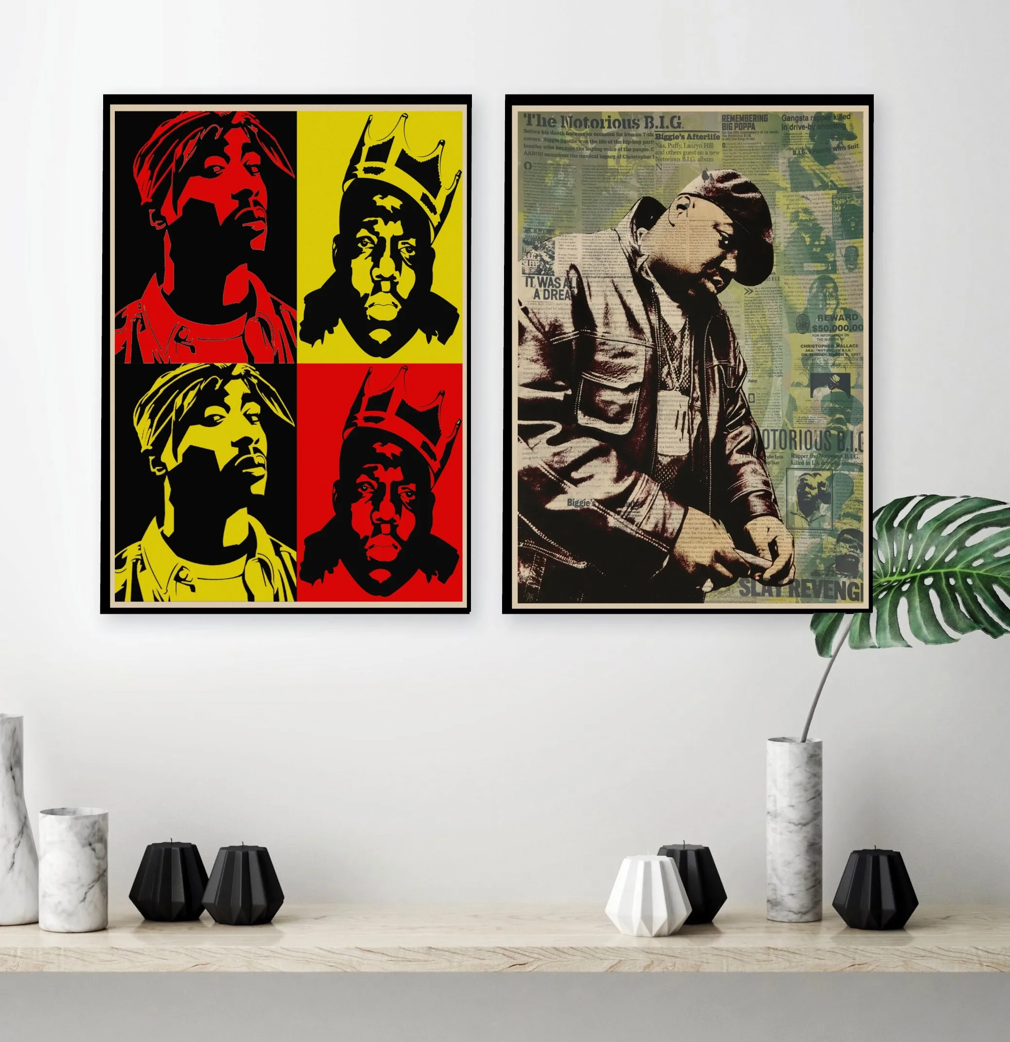 Известный B.I.G. Biggie Тупак Шакур плакат Настенная картина Искусство ретро крафт
