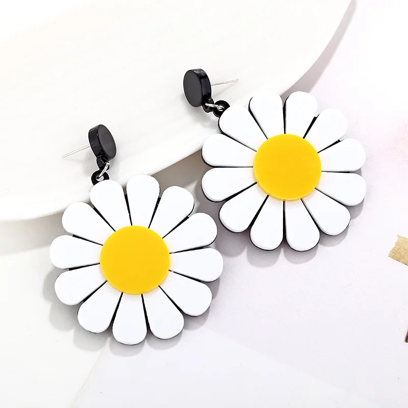 Sunflower XIYANIKE акриловые серьги для женщин Арбуз Лимон, клубника лето Подсолнух киви помидор преувеличенные серьги-Вишенки - Окраска металла: Sunflower