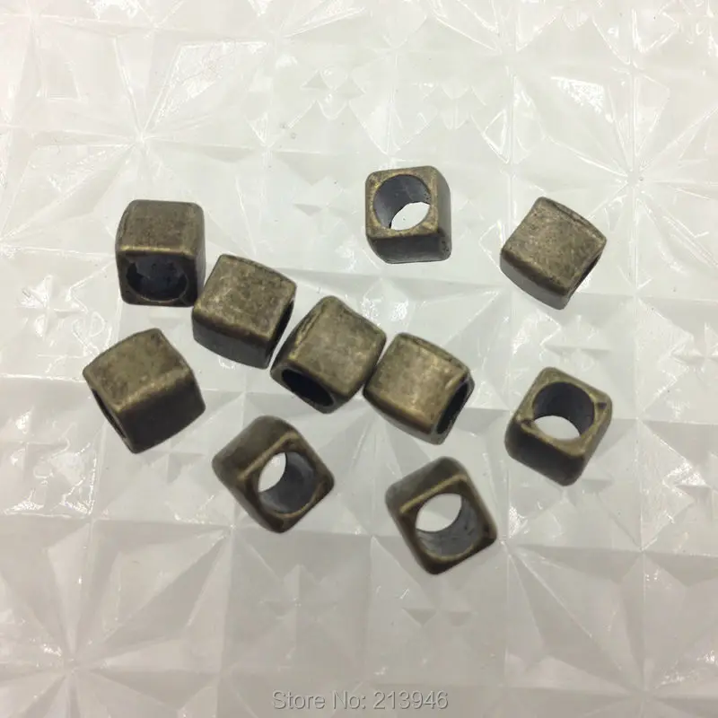 

6*6mm 100Pcs/pack Antique Vintage Bronze Alloy Bracelet Big Hole Beads Jewelry Loose Beads
