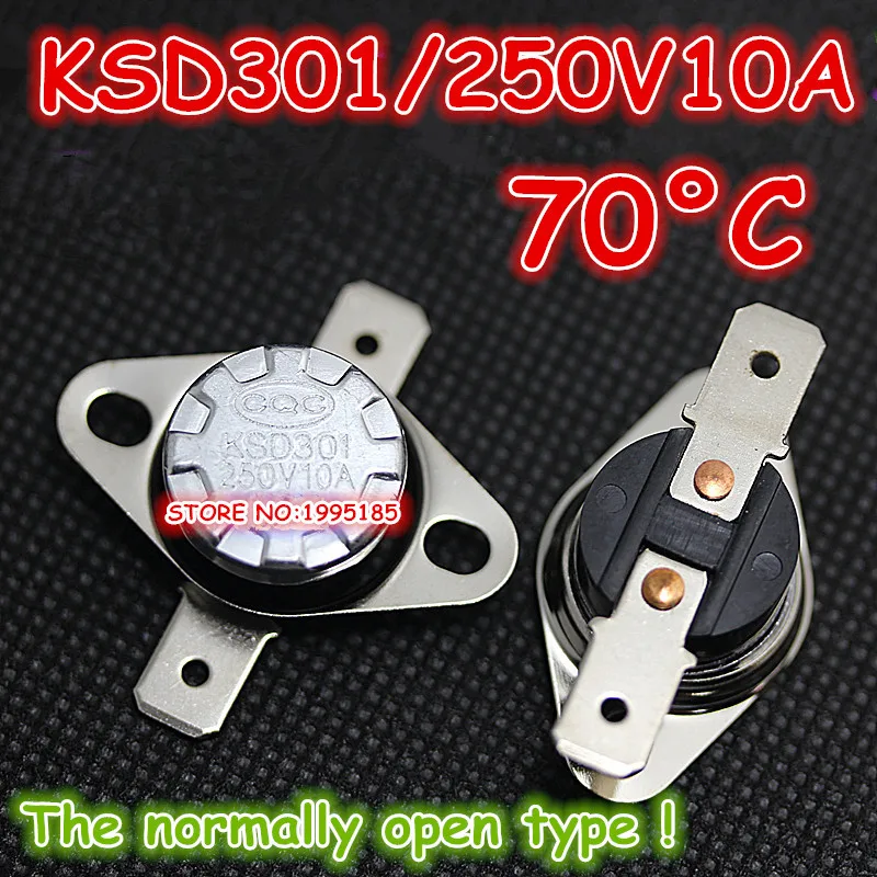 10 шт./лот KSD301 250V10A 70 градусов Цельсия C нормальный открытый (N O) термостат с