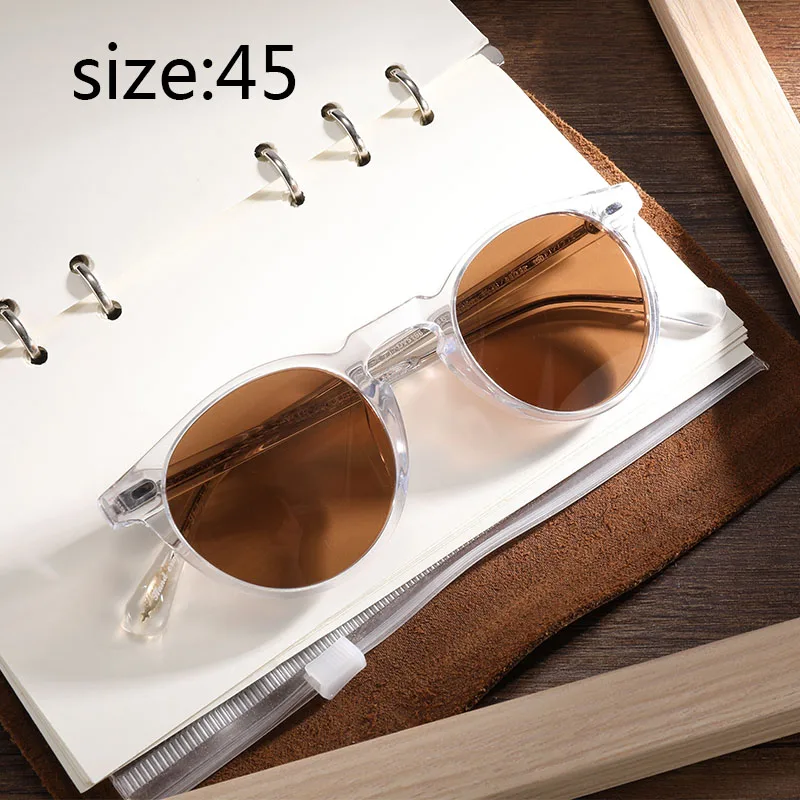 Clear vs brown(45) Винтажные Поляризованные линзы OV5186 с прозрачной оправой солнцезащитные очки Gregory Peck фирменный дизайн для мужчин и женщин ретро - Цвет линз: Clear vs brown(45)
