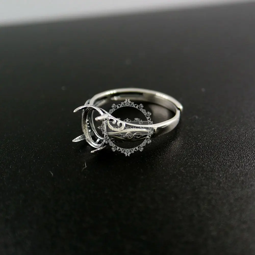 8x10MM oval prong setting 925 sterling silver ring bezel basic size diameter 18mm DIY adjustable 1223079 | Украшения и аксессуары