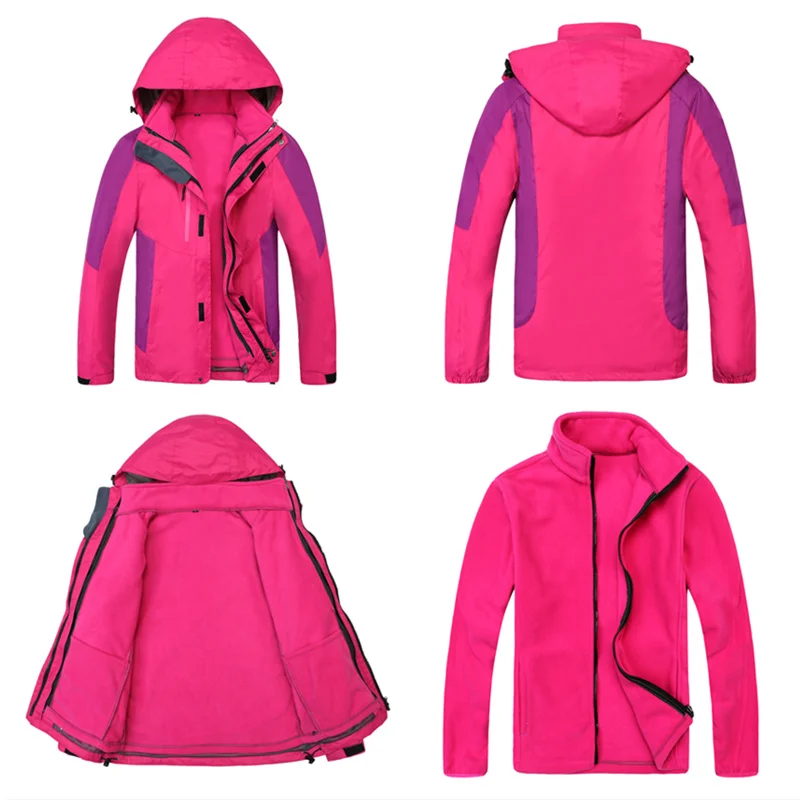 RAY GRACE Winter Waterproof Hiking Jacket Men Windbreaker Female Windproof Outdoor Camping Fleece 3in1 Women Coat Parka | Спорт и