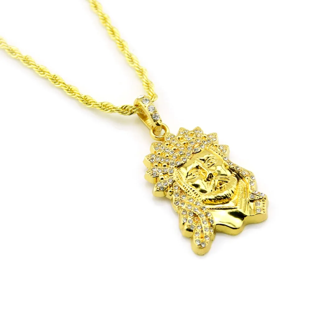 CY & CM хип хоп 24 k золотой цвет ожерелье Christ Piece голова лица Подвески для мужчин и