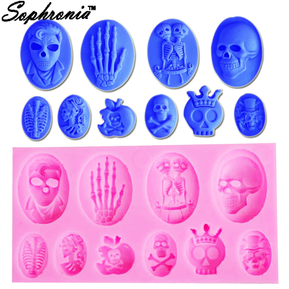 Sophronia Diy силиконовая форма скелета черепа украшение для Хэллоуина конфет желе