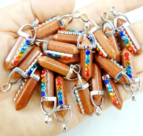 Натуральный камень lapis тигровый глаз кварц кристалл бирюза lapis тигровый глаз кулон для diy ювелирных изделий ожерелье аксессуары 24 шт - Окраска металла: NO.15