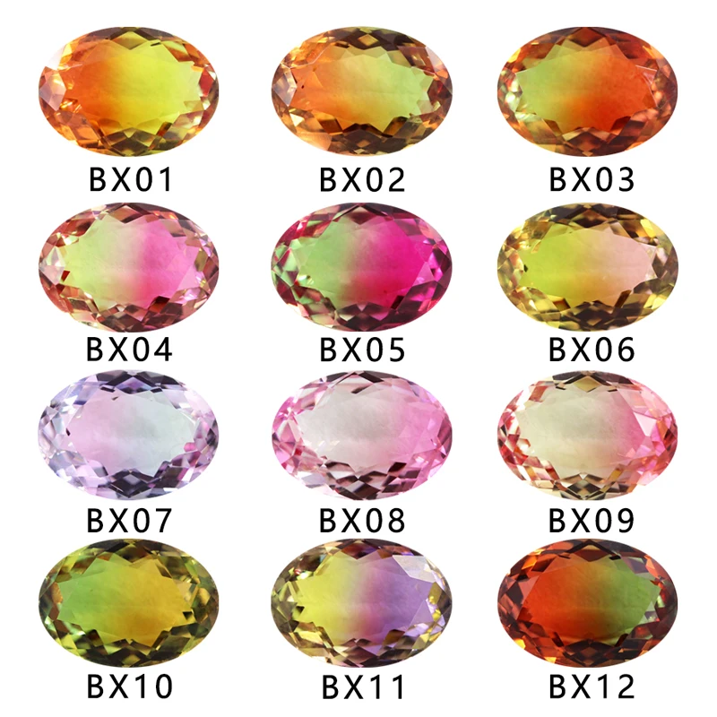 Oval Shape Watermelon Tourmaline Stone Synthetic Glass Loose Beads Size 4x6mm-13x18mm For Jewelry Making Free Shipping