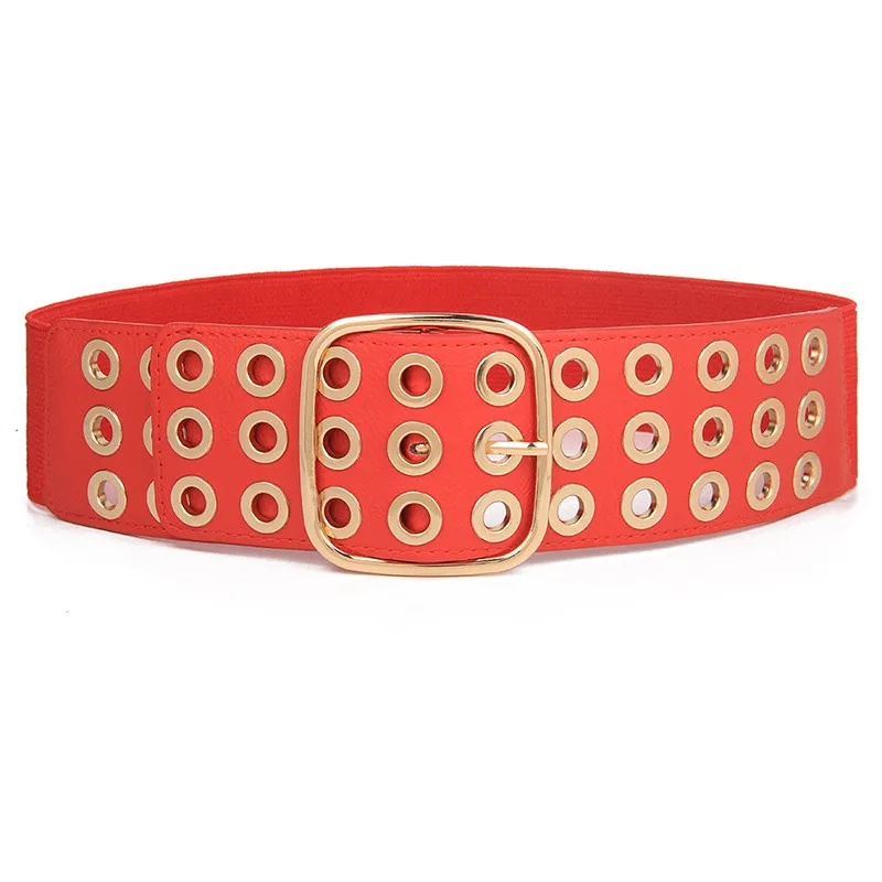 red color Newest Design waistbands lady waist belt Dress Adornment For women Waistband gold Cummerbunds High Quality Strap Elastic Belts - Цвет: red color