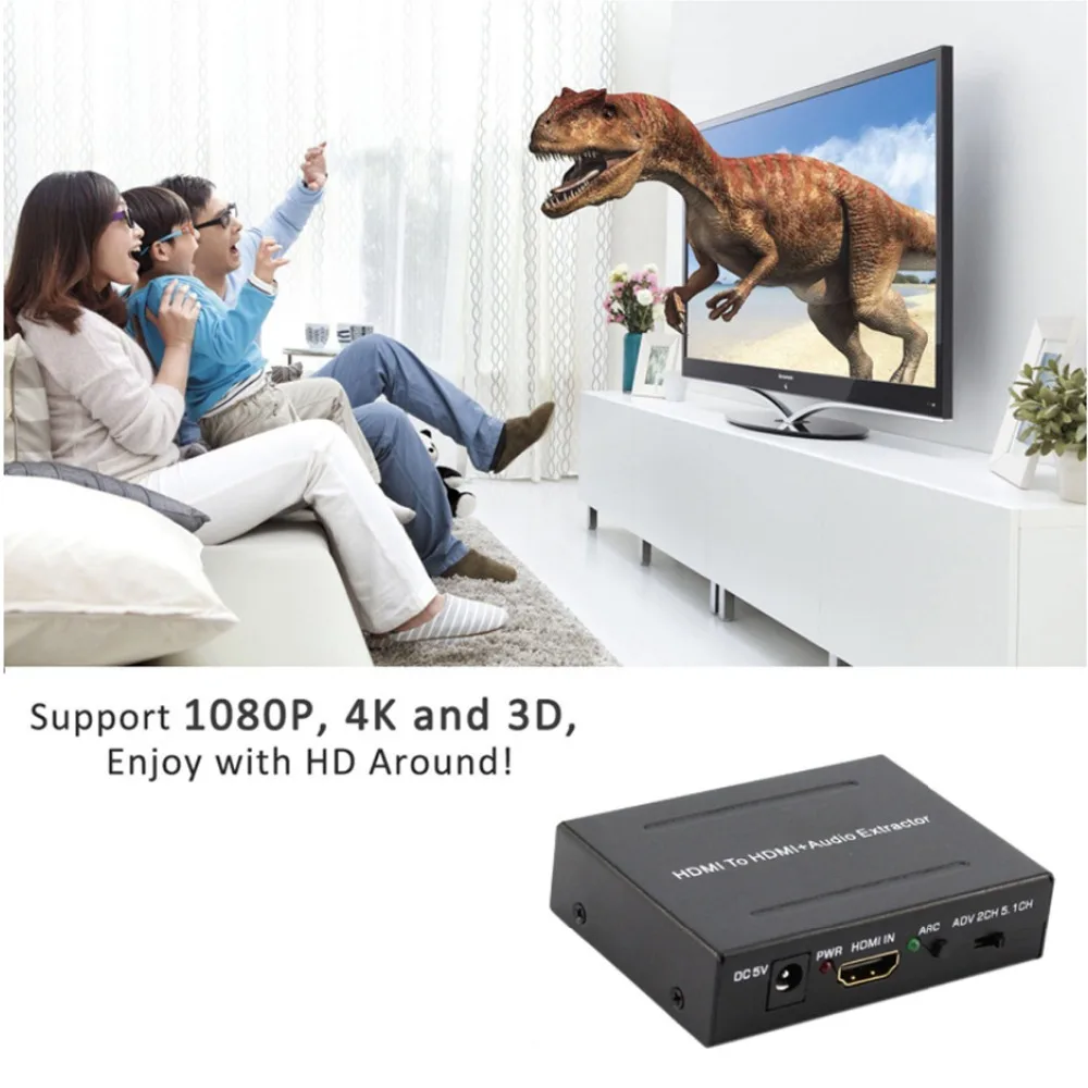 HDMI к + аудиоконвертер в коробке L/R SPDIF оптический аудио экстрактор Оптический