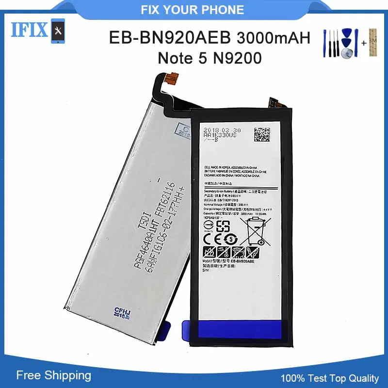 Для Samsung Galaxy Note 5 батарея N9200 N920t N920c Note5 SM-N9208 N920P EB-BN920ABE 3000 мАч батареи высокого